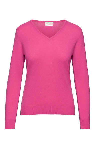 Ladies Cashmere 2-Ply V Neck