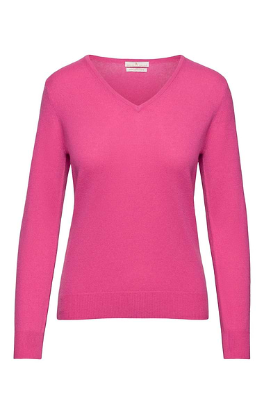 Ladies Cashmere 2-Ply V Neck