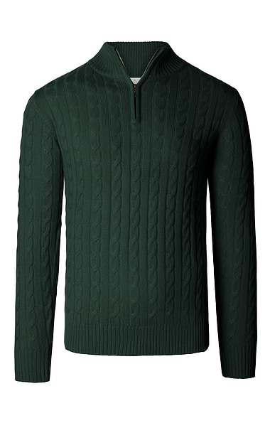 Men's Cashmere Cable Knit T Zip Jumper
