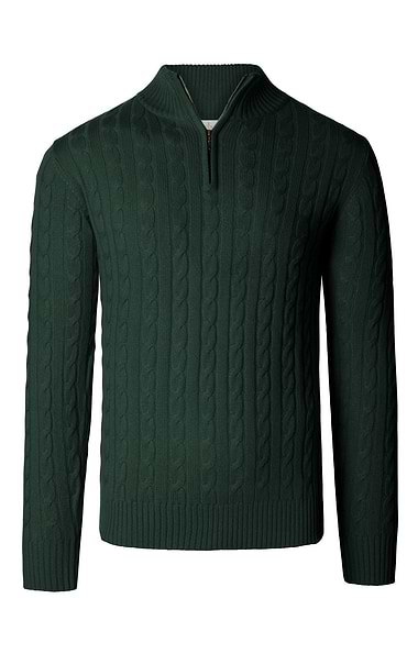 Men's Cashmere Cable Knit T Zip Jumper