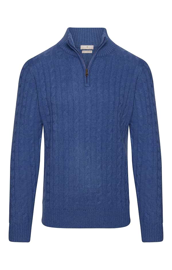 Men's Cashmere Cable Knit T Zip Jumper