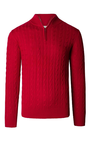 Men's Cashmere Cable Knit T Zip Jumper