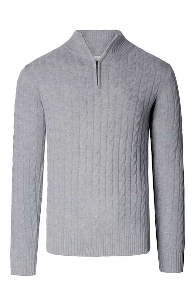 Men's Cashmere Cable Knit T Zip Jumper