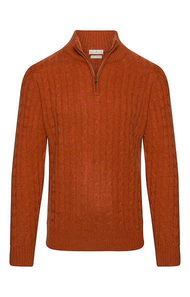 Men's Cashmere Cable Knit T Zip Jumper