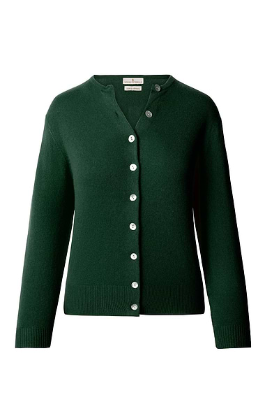 Ladies 2-Ply Cashmere Crop Cardigan