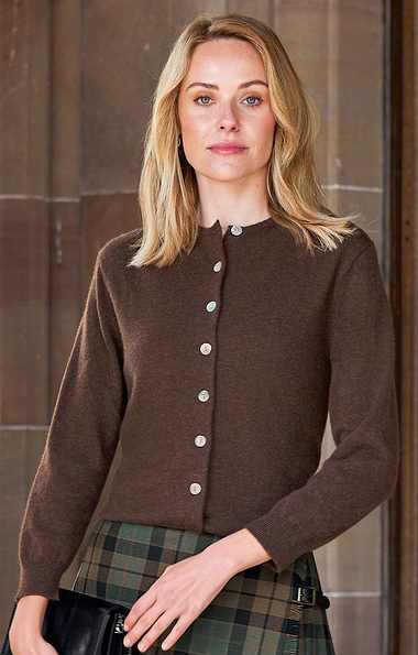 Ladies 2-Ply Cashmere Crop Cardigan