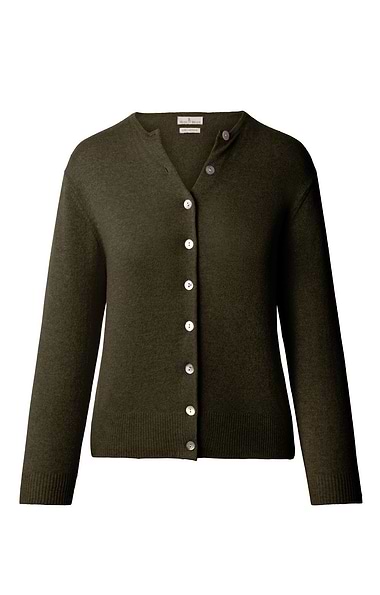 Ladies 2-Ply Cashmere Crop Cardigan