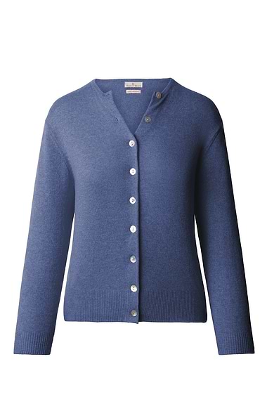 Ladies 2-Ply Cashmere Crop Cardigan