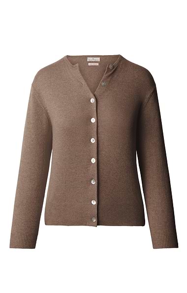 Ladies 2-Ply Cashmere Crop Cardigan