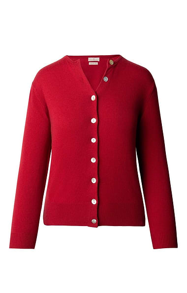 Ladies 2-Ply Cashmere Crop Cardigan