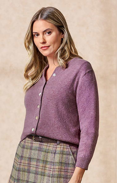 Ladies 2-Ply Cashmere Crop Cardigan