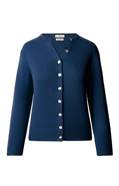 Ladies 2-Ply Cashmere Crop Cardigan