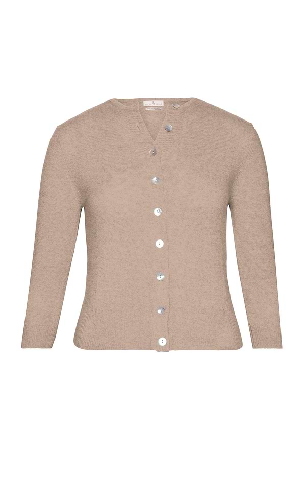 Ladies 2-Ply Cashmere Crop Cardigan