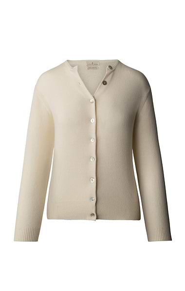 Ladies 2-Ply Cashmere Crop Cardigan