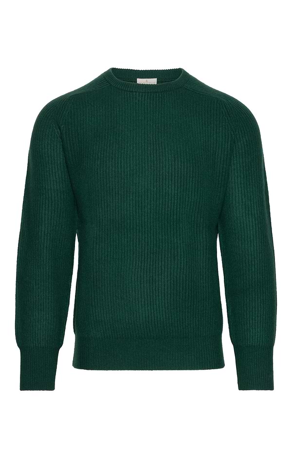 Men's Pure Cashmere Ribbed Crew Neck Jumper