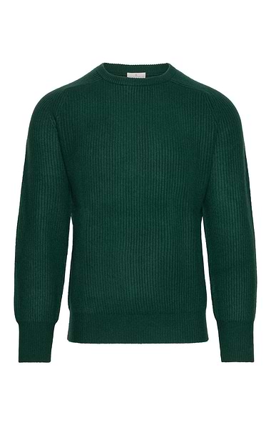 Men's Pure Cashmere Ribbed Crew Neck Jumper