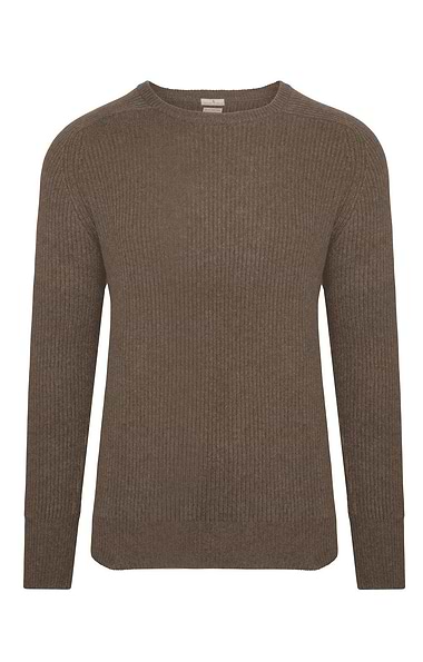 Men's Pure Cashmere Ribbed Crew Neck Jumper