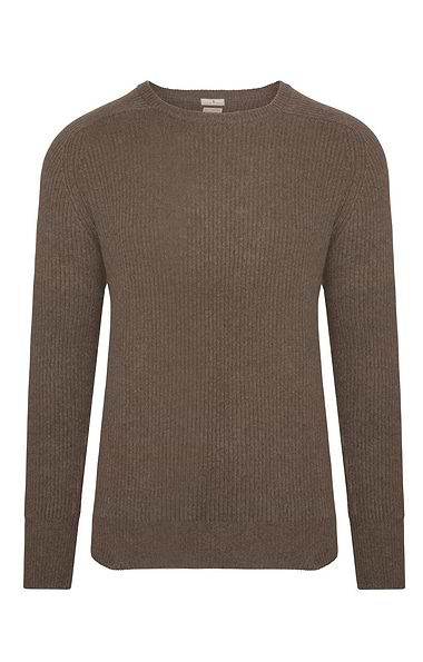 Men's Pure Cashmere Ribbed Crew Neck Jumper