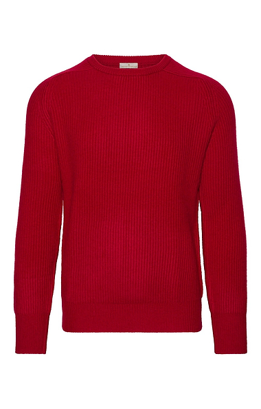 Men's Pure Cashmere Ribbed Crew Neck Jumper