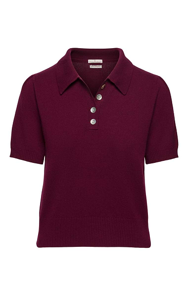 Ladies Two-Ply Cashmere Short Sleeve Polo