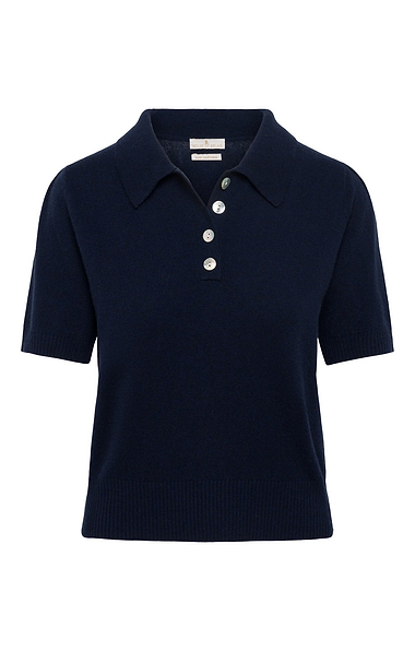 Ladies Two-Ply Cashmere Short Sleeve Polo