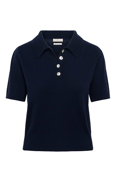 Ladies Two-Ply Cashmere Short Sleeve Polo