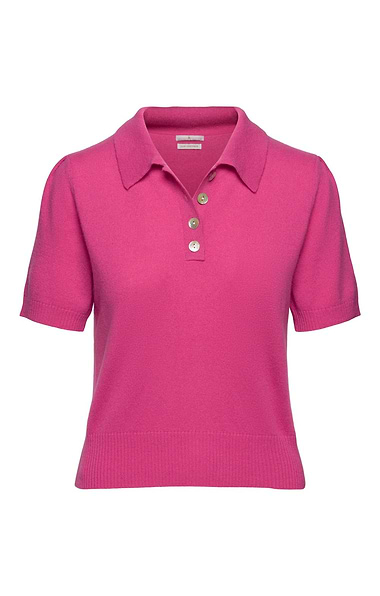 Ladies Two-Ply Cashmere Short Sleeve Polo