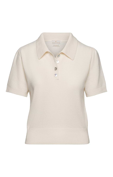 Ladies Two-Ply Cashmere Short Sleeve Polo