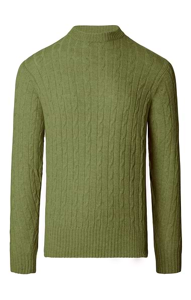 Men's Lambswool Cable Knit Crew Neck Jumper