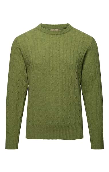 Men's Lambswool Cable Knit Crew Neck Jumper