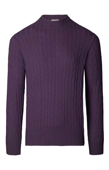 Men's Lambswool Cable Knit Crew Neck Jumper
