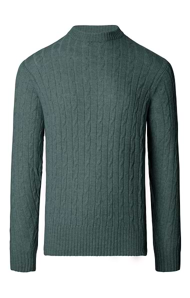 Men's Lambswool Cable Knit Crew Neck Jumper