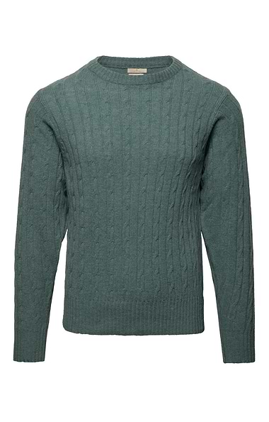 Men's Lambswool Cable Knit Crew Neck Jumper