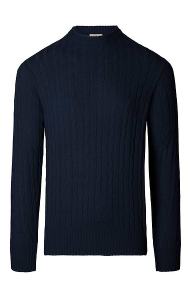 Men's Lambswool Cable Knit Crew Neck Jumper