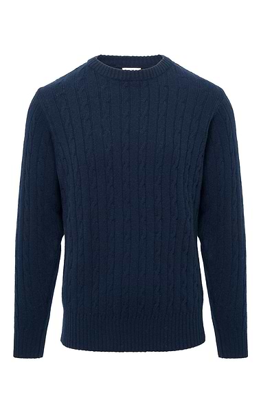 Men's Lambswool Cable Knit Crew Neck Jumper