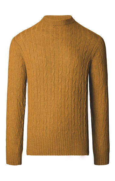 Men's Lambswool Cable Knit Crew Neck Jumper