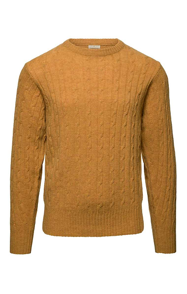 Men's Lambswool Cable Knit Crew Neck Jumper