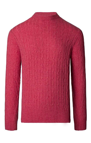 Men's Lambswool Cable Knit Crew Neck Jumper