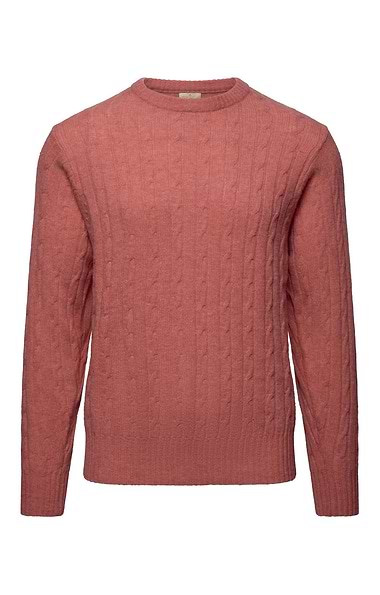 Men's Lambswool Cable Knit Crew Neck Jumper