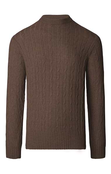 Men's Lambswool Cable Knit Crew Neck Jumper