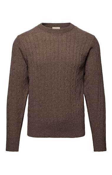Men's Lambswool Cable Knit Crew Neck Jumper