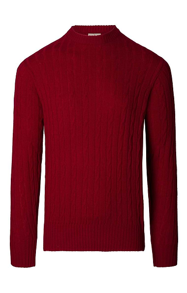 Men's Lambswool Cable Knit Crew Neck Jumper