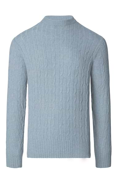Men's Lambswool Cable Knit Crew Neck Jumper