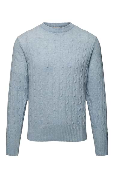 Men's Lambswool Cable Knit Crew Neck Jumper