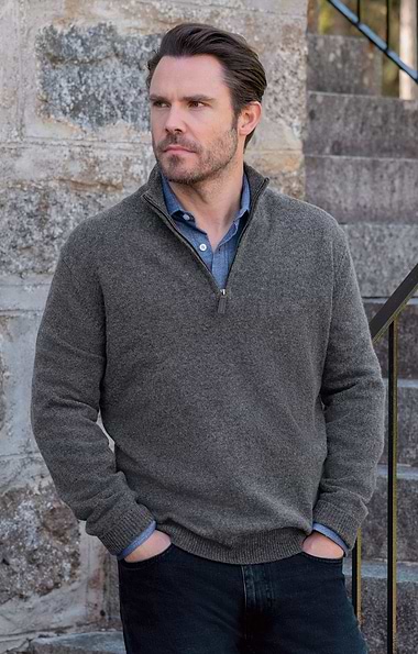 Men's Country Lambswool T-Zip Sweater