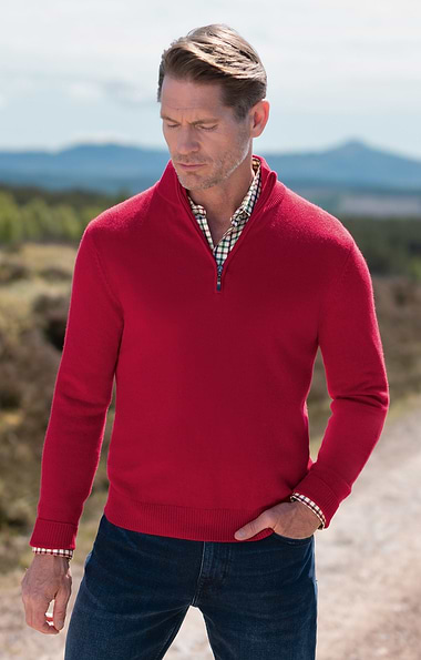 Men's Country Lambswool T-Zip Sweater