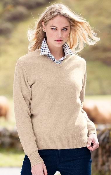 Ladies House of Bruar Lambswool V-Neck Sweater