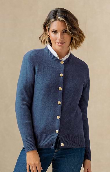 Ladies House of Bruar Lambswool Crew Neck Cardigan