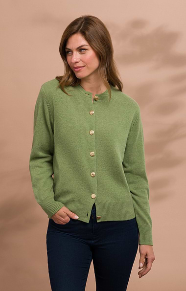 Ladies House of Bruar Lambswool Crew Neck Cardigan