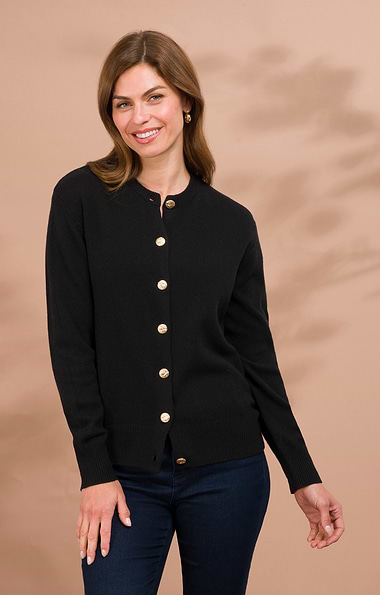 Ladies House of Bruar Lambswool Crew Neck Cardigan